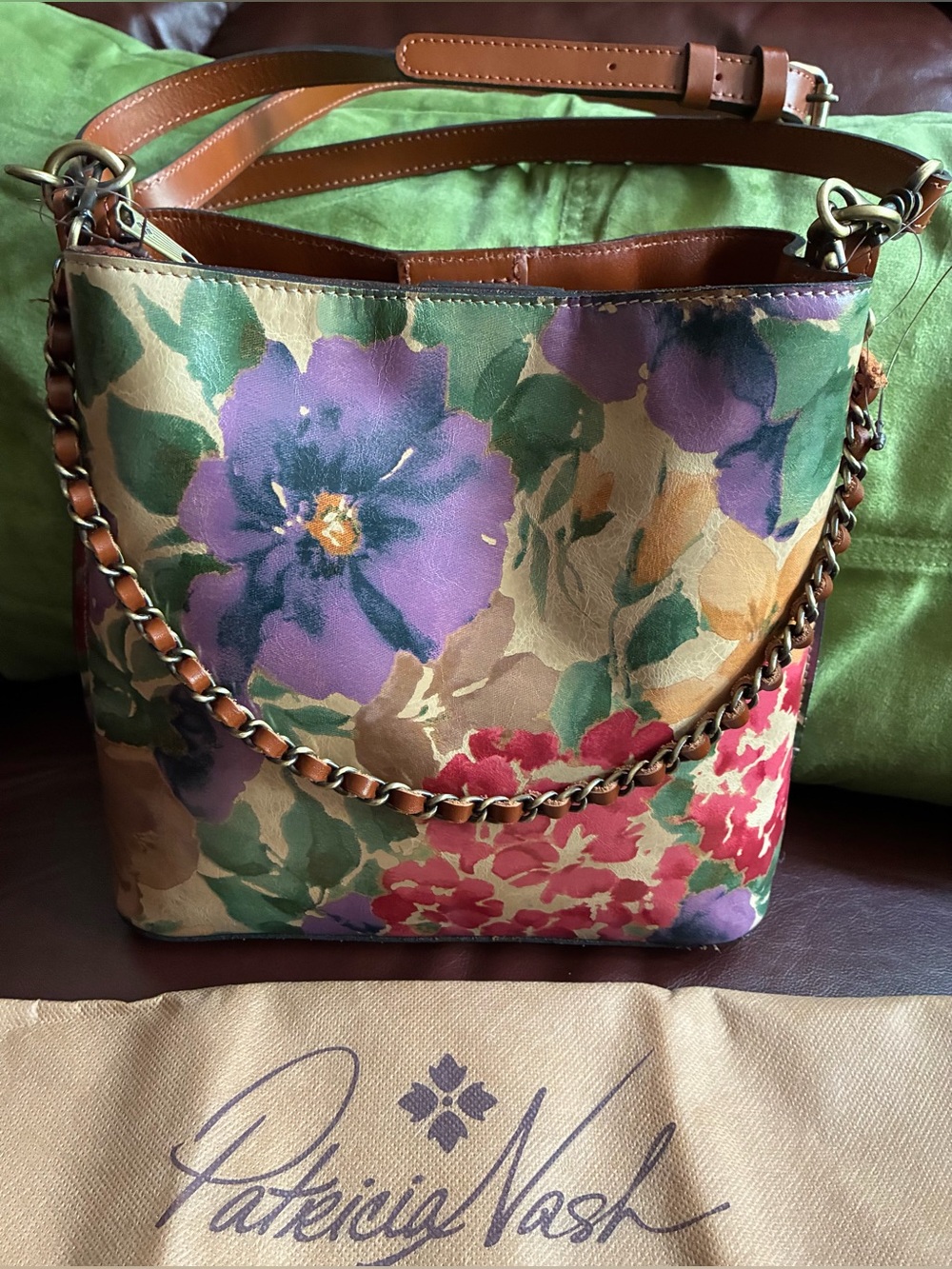 NWT Patricia Nash Floral Leather Bucket Crossbody Convertible Shoulder Bag